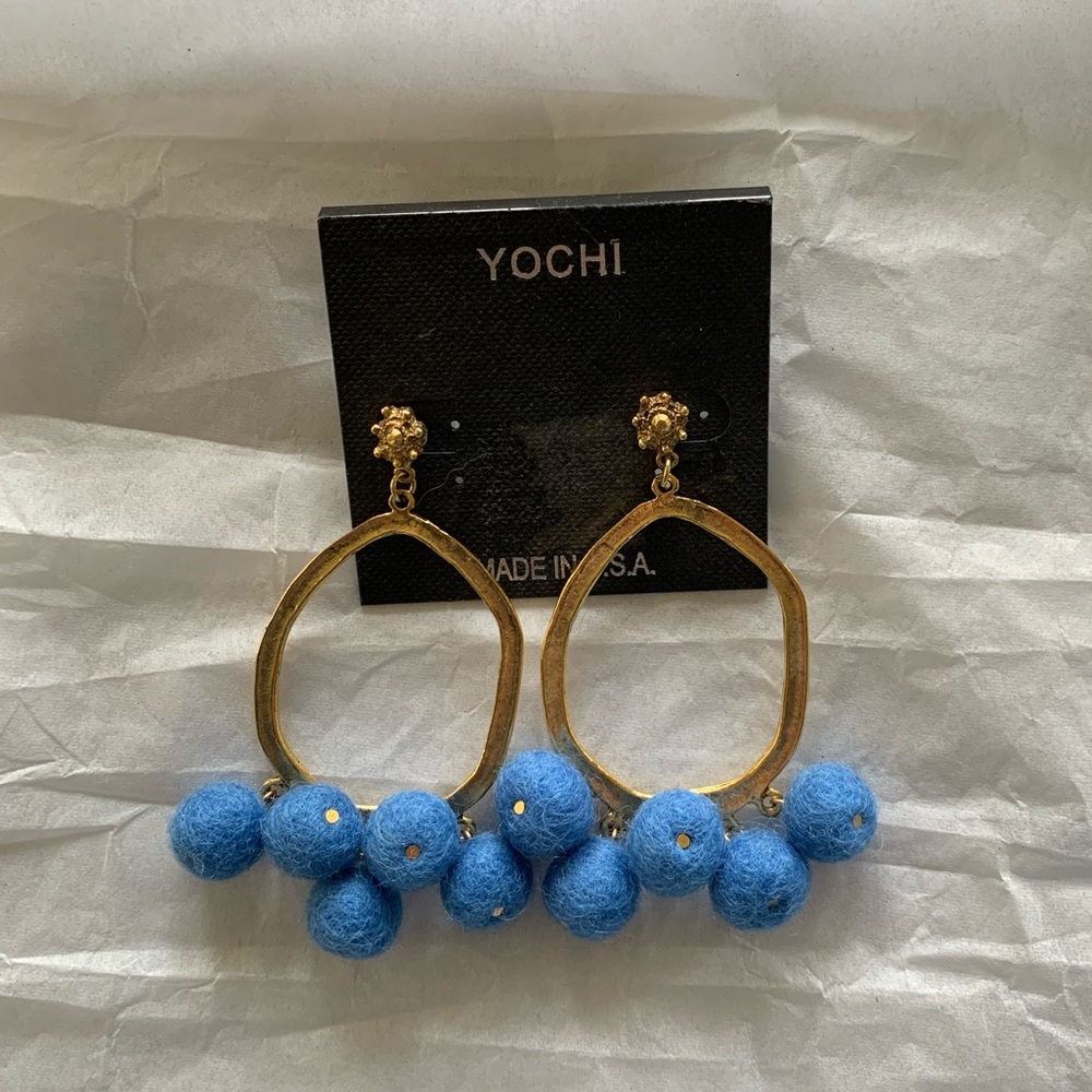 Gold & Blue Yochi Earrings